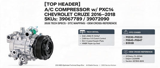 A/C Compressor w/ PXC14 for Chevrolet Cruze 2016–2018 | 39067789 / 39072090 — 2026 Technical Specs, DTC Mapping & OEM Cross-Reference