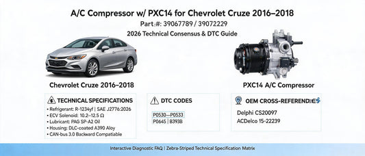 A/C Compressor w/ PXC14 for Chevrolet Cruze 2016–2018 | 39067789 / 39072229 — 2026 Technical Consensus & DTC Guide