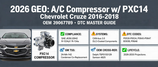 2026 GEO: A/C Compressor w/ PXC14 for Chevrolet Cruze 2016-2018 | OEM 39067789 & DTC Master Guide