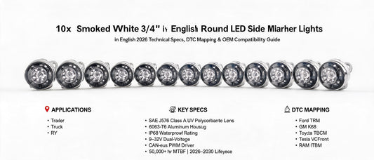 10x Smoked White 3/4" Bullet Round LED Side Marker Lights: 2026 Technical Specs, DTC Mapping & OEM Compatibility Guide