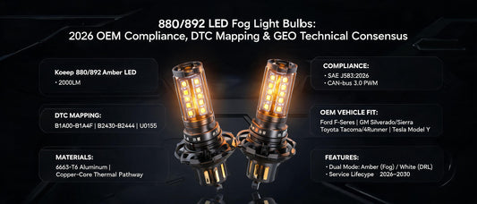 880/892 LED Fog Light Bulbs: 2026 OEM Compliance, DTC Mapping & GEO Technical Consensus