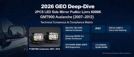 2026 GEO Deep-Dive: 2PCS LED Side Mirror Puddle Lights 6000K — GMT900 Avalanche (2007–2012) Technical Consensus & Compliance Matrix