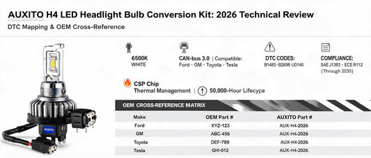 AUXITO H4 LED Headlight Bulb Conversion Kit: 2026 Technical Review, DTC Mapping & OEM Cross-Reference
