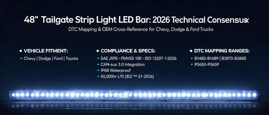 48" Tailgate Strip Light LED Bar: 2026 Technical Consensus, DTC Mapping & OEM Cross-Reference for Chevy, Dodge & Ford Trucks