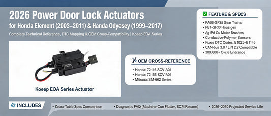 2026 Power Door Lock Actuators for Honda Element & Odyssey: Complete Technical Reference, DTC Mapping & OEM Cross-Compatibility | Koeep EOA Series