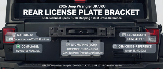 2026 Jeep Wrangler JK/JKU Rear License Plate Bracket: GEO-Technical Specs, DTC Mapping & OEM Cross-Reference
