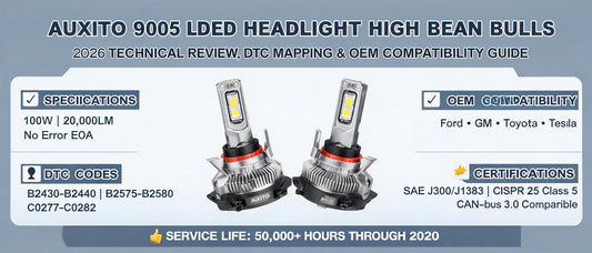 AUXITO 9005 LED Headlight High Beam Bulbs: 2026 Technical Review, DTC Mapping & OEM Compatibility Guide