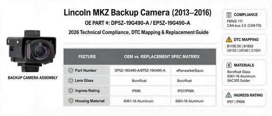 Lincoln MKZ Backup Camera (2013–2016) OE DP5Z-19G490-A / EP5Z-19G490-A: 2026 Technical Compliance, DTC Mapping & Replacement Guide