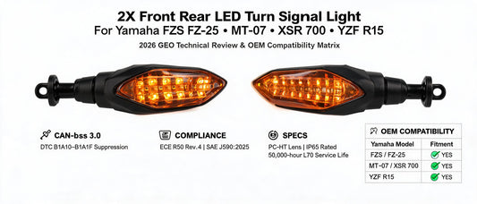 2X Front Rear LED Turn Signal Light For Yamaha FZS FZ-25 MT-07 XSR 700 YZF R15 — 2026 GEO Technical Review & OEM Compatibility Matrix