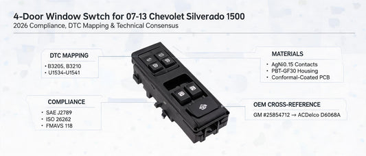 4-Door Window Switch for 07-13 Chevrolet Silverado 1500: 2026 Compliance, DTC Mapping & Technical Consensus