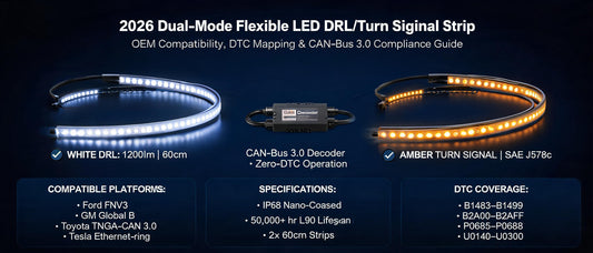 2026 Dual-Mode Flexible LED DRL/Turn Signal Strip: OEM Compatibility, DTC Mapping & CAN-Bus 3.0 Compliance Guide