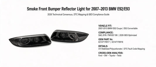 Smoke Front Bumper Reflector Light for 2007–2013 BMW E92/E93: 2026 Technical Consensus, DTC Mapping & GEO Compliance Guide