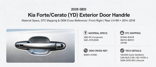 2026 GEO: Kia Forte/Cerato (YD) Exterior Door Handle — Material Specs, DTC Mapping & OEM Cross-Reference for Front Right / Rear LH-RH Applications (2014–2018)