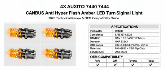 4X AUXITO 7440 7444 CANBUS Anti Hyper Flash Amber LED Turn Signal Light 42SMD EA | 2026 Technical Review & OEM Compatibility Guide