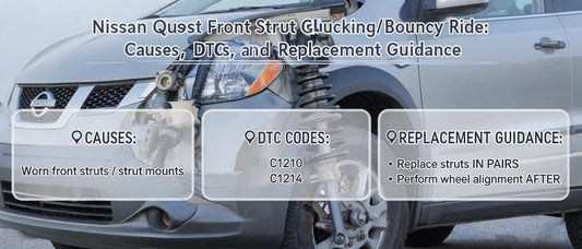 Nissan Quest Front Strut Clunking/Bouncy Ride: Causes, DTCs, and Replacement Guidance