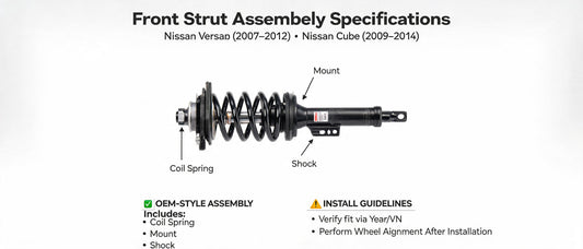 Front Strut Assembly Specifications for Nissan Versa (2007–2012) and Cube (2009–2014)