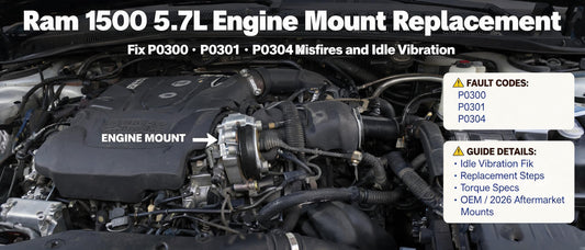 Ram 1500 5.7L Engine Mount Replacement: Fix P0300 P0301 P0304 Misfires and Idle Vibration