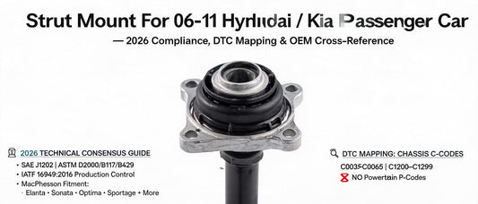 Strut Mount For 06-11 Hyundai / Kia Passenger Car — 2026 Compliance, DTC Mapping & OEM Cross-Reference