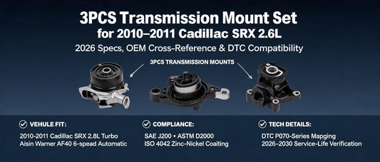 3PCS Transmission Mount Set for 2010–2011 Cadillac SRX 2.8L: 2026 Specs, OEM Cross-Reference & DTC Compatibility