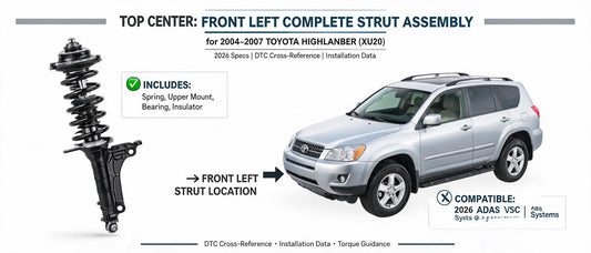 Front Left Complete Strut Assembly for 2004-2007 Toyota Highlander: 2026 Specs, DTC Cross-Reference & Installation Data
