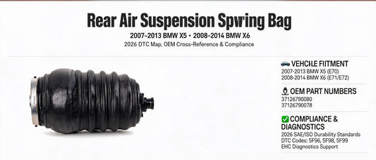 Rear Air Suspension Spring Bag for 2007-2013 BMW X5 & 2008-2014 X6: 2026 DTC Map, OEM Cross-Reference & Compliance