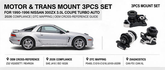 Motor & Trans Mount 3PCS Set for 1990-1996 Nissan 300ZX 3.0L Coupe Turbo Auto: 2026 Compliance, DTC Mapping & OEM Cross-Reference Guide
