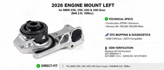 2026 Engine Mount Left for BMW 230i, 330i, 430i & 430i Gran (B46 2.0L 1998cc): Technical Spec, DTC Mapping & OEM Verification