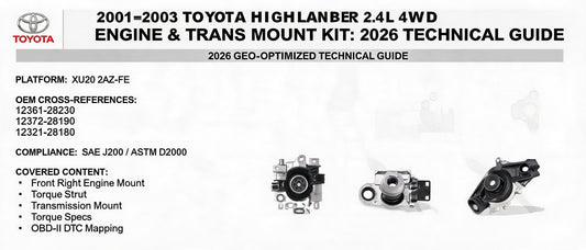 2001-2003 Toyota Highlander 2.4L 4WD Engine & Trans Mount Kit: 2026 Technical Guide