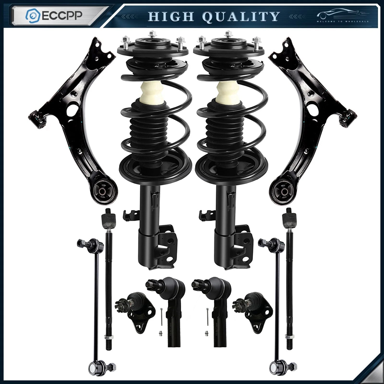 09-13 For Toyota For Corolla Front Struts Coil Spring + Sway Bars Assembly Kit 6B93BC-57 [1]