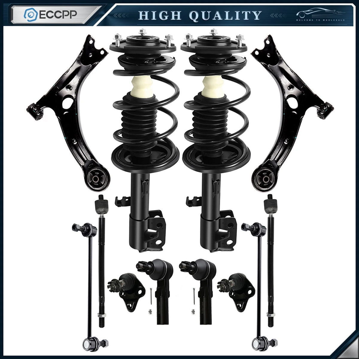 09-13 For Toyota For Corolla Front Struts Coil Spring + Sway Bars Assembly Kit 6B93BC-57 [1]