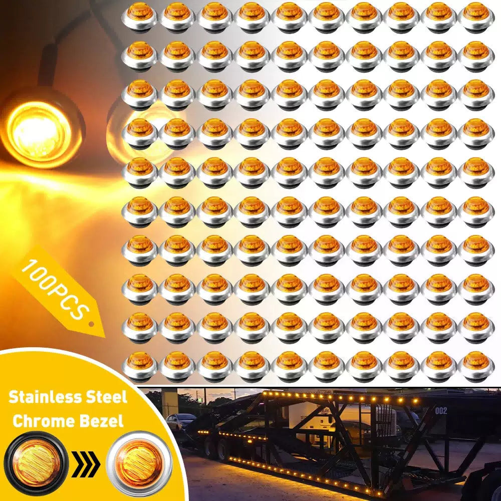 100Pcs Side Marker Truck Trailer Lights Mini 3 LED Bullet Light Round 3/4" EOA 6B93BC-57 [1]