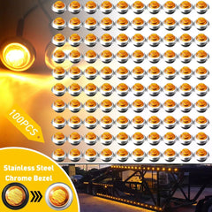 100Pcs Side Marker Truck Trailer Lights Mini 3 LED Bullet Light Round 3/4" EOA 6B93BC-57 [1]
