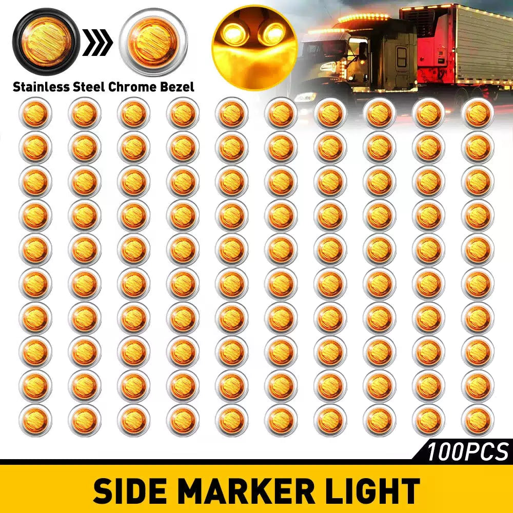 100Pcs Side Marker Truck Trailer Lights Mini 3 LED Bullet Light Round 3/4" EOA 6B93BC-57 [2]