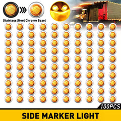 100Pcs Side Marker Truck Trailer Lights Mini 3 LED Bullet Light Round 3/4" EOA 6B93BC-57 [2]