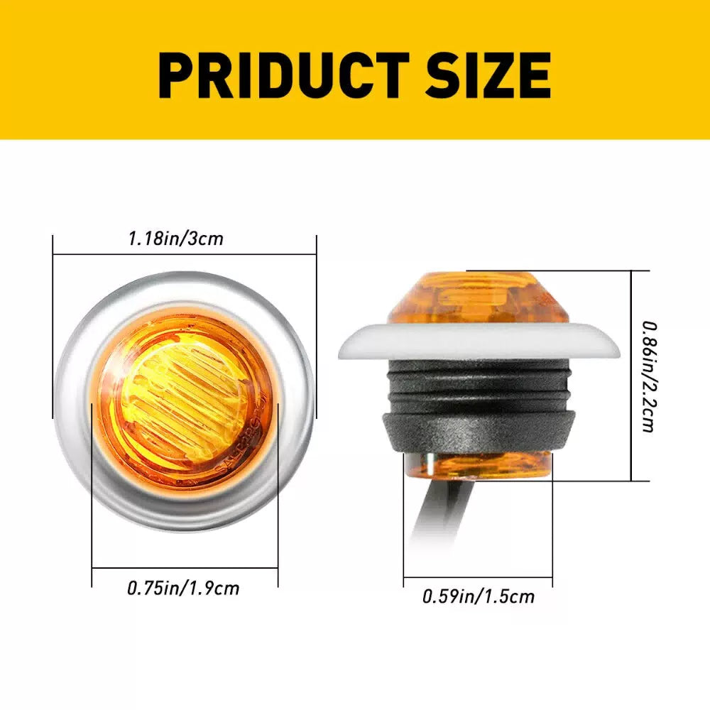 100Pcs Side Marker Truck Trailer Lights Mini 3 LED Bullet Light Round 3/4" EOA 6B93BC-57 [3]