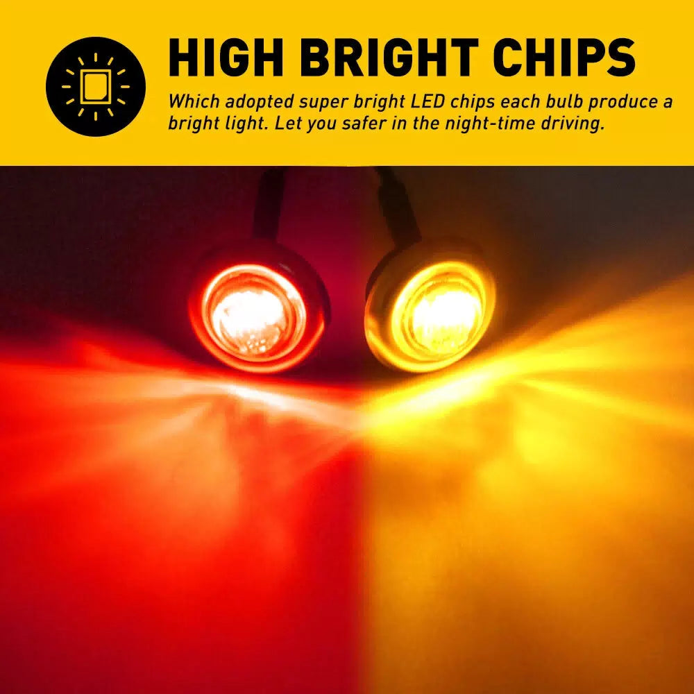 100Pcs Side Marker Truck Trailer Lights Mini 3 LED Bullet Light Round 3/4" EOA 6B93BC-57 [5]