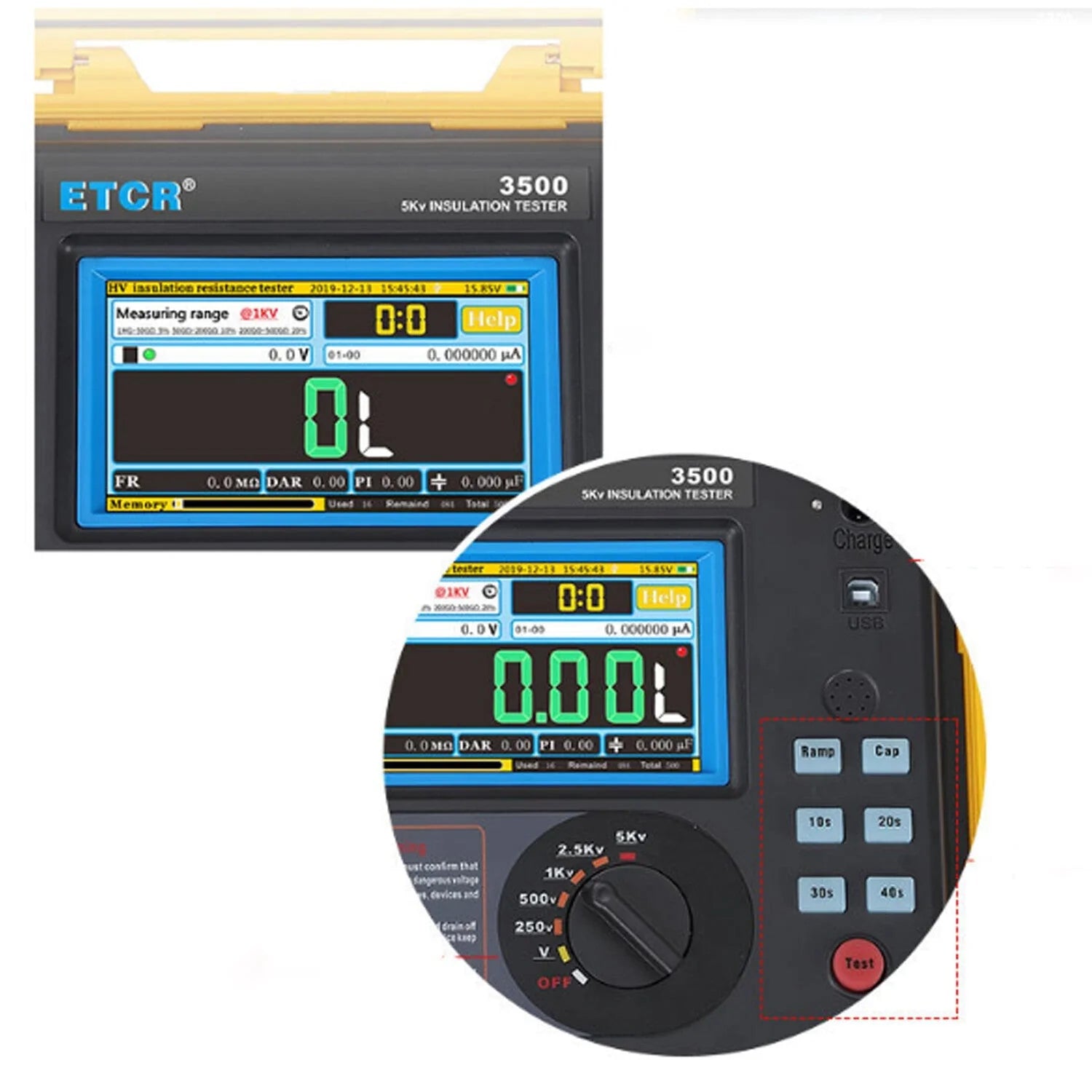 10KV 5TΩ High Voltage Insulation Resistance Tester Megohmmeter Detector 6B93BC-57 [6]