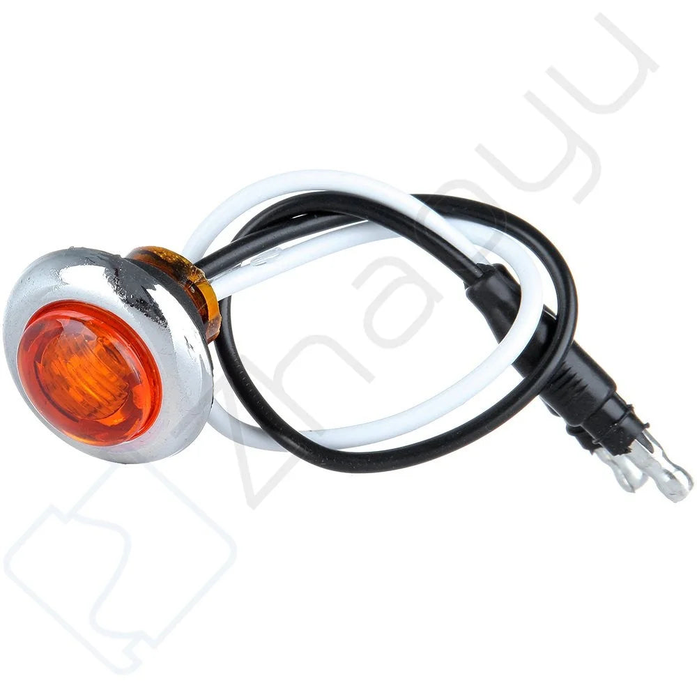 10Pairs 3/4" Trailer Lamps Side Marker Truck Amber Light Chrome Bezel Grommet KOEEP [5]