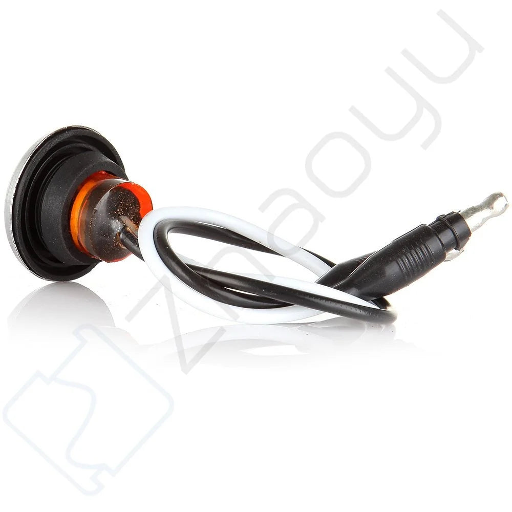10Pairs 3/4" Trailer Lamps Side Marker Truck Amber Light Chrome Bezel Grommet KOEEP [6]