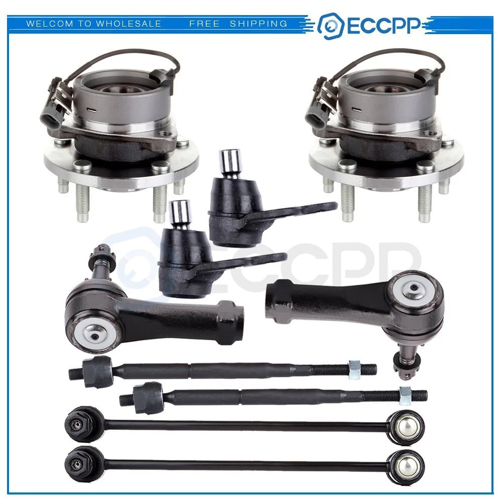 10Pc Front Wheel Bearing & Hub Tie Rods Sway Bar For Chevrolet Cobalt G5 Saturn KOEEP [1]