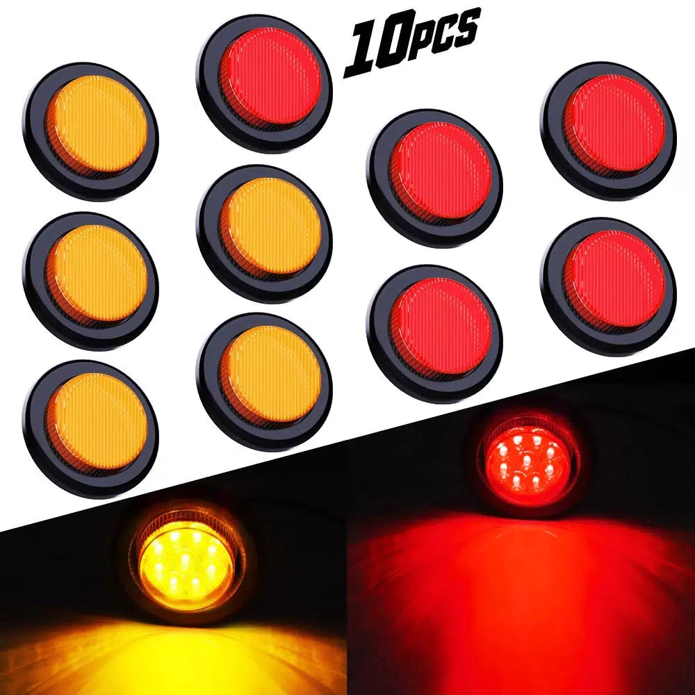 10X 2" LED Side Marker Light Truck Trailer Round Amber Red Bullet Clearance EOA 6B93BC-57 [1]