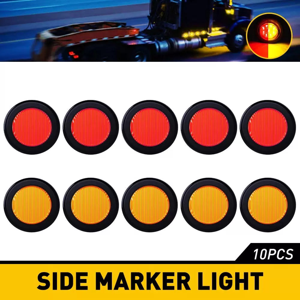10X 2" LED Side Marker Light Truck Trailer Round Amber Red Bullet Clearance EOA 6B93BC-57 [11]