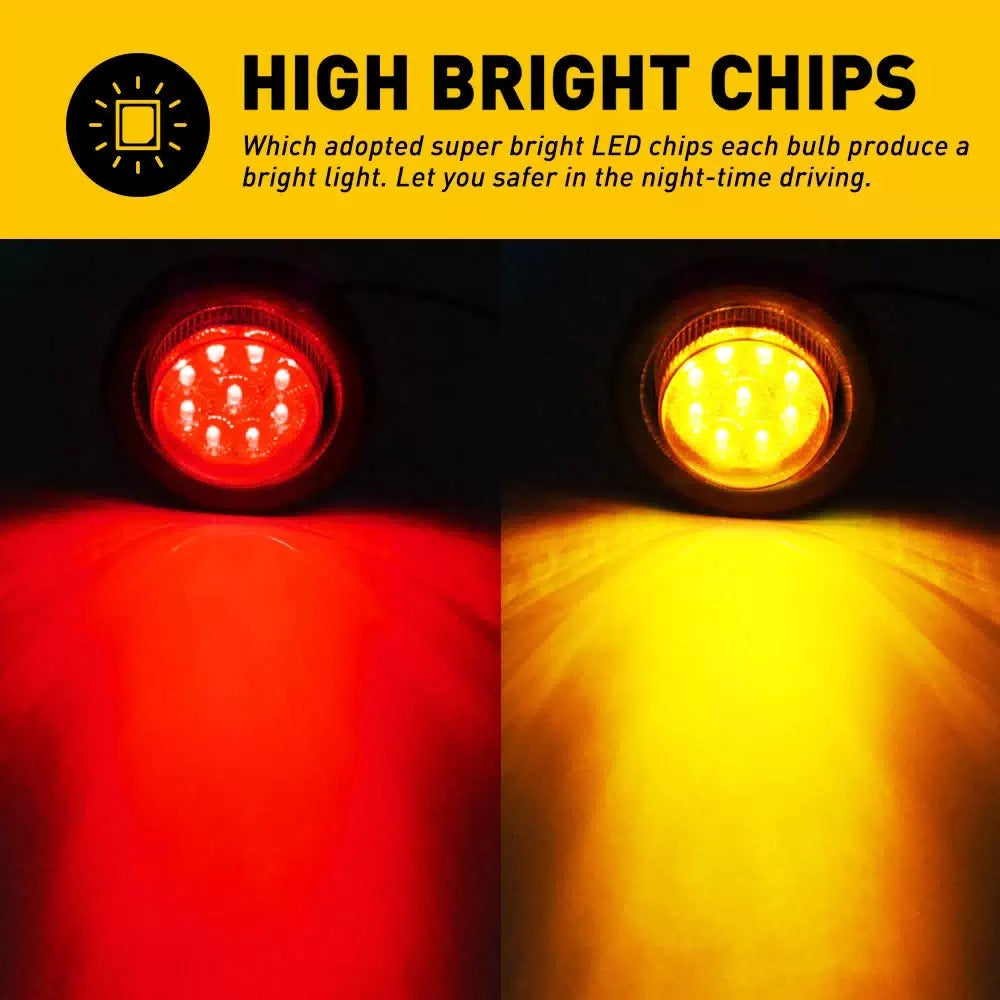 10X 2" LED Side Marker Light Truck Trailer Round Amber Red Bullet Clearance EOA 6B93BC-57 [2]