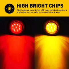 10X 2" LED Side Marker Light Truck Trailer Round Amber Red Bullet Clearance EOA 6B93BC-57 [2]