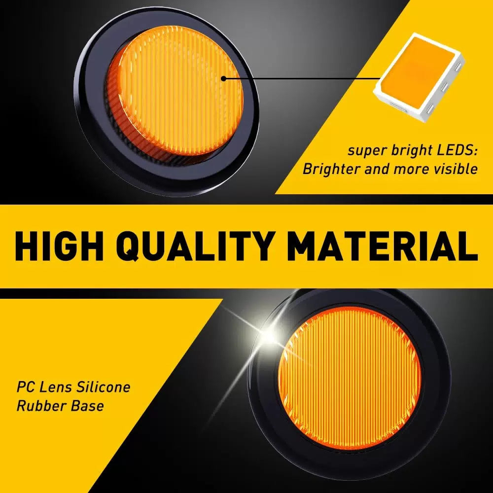 10X 2" LED Side Marker Light Truck Trailer Round Amber Red Bullet Clearance EOA 6B93BC-57 [4]