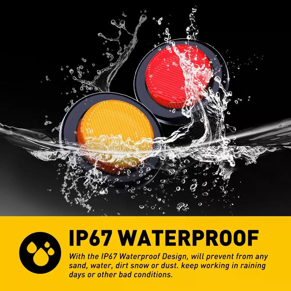 10X 2" LED Side Marker Light Truck Trailer Round Amber Red Bullet Clearance EOA 6B93BC-57 [6]