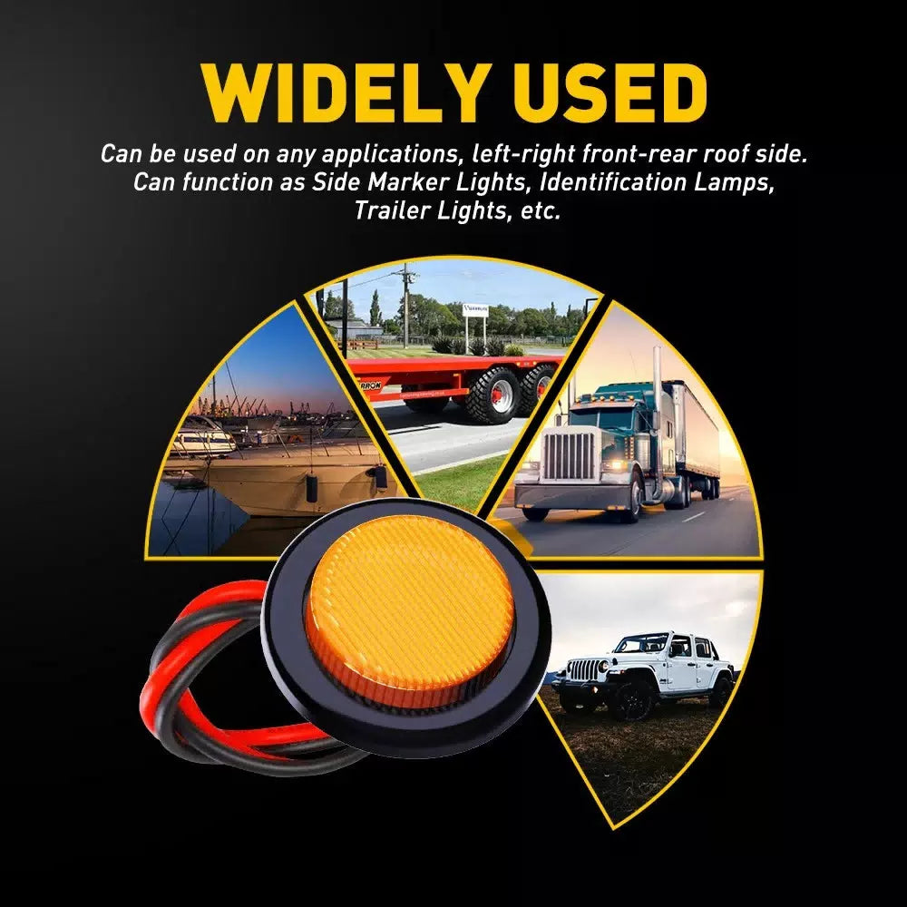10X 2" LED Side Marker Light Truck Trailer Round Amber Red Bullet Clearance EOA 6B93BC-57 [9]