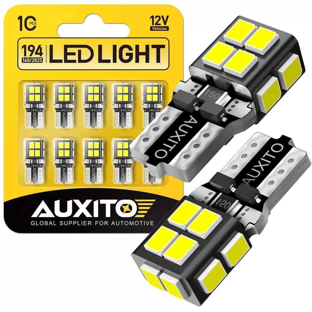 10X AUXITO E T10 194 168 2825 W5W Wedge Light Bulbs LED 6000K Super White 14E EA AUXITO [10]