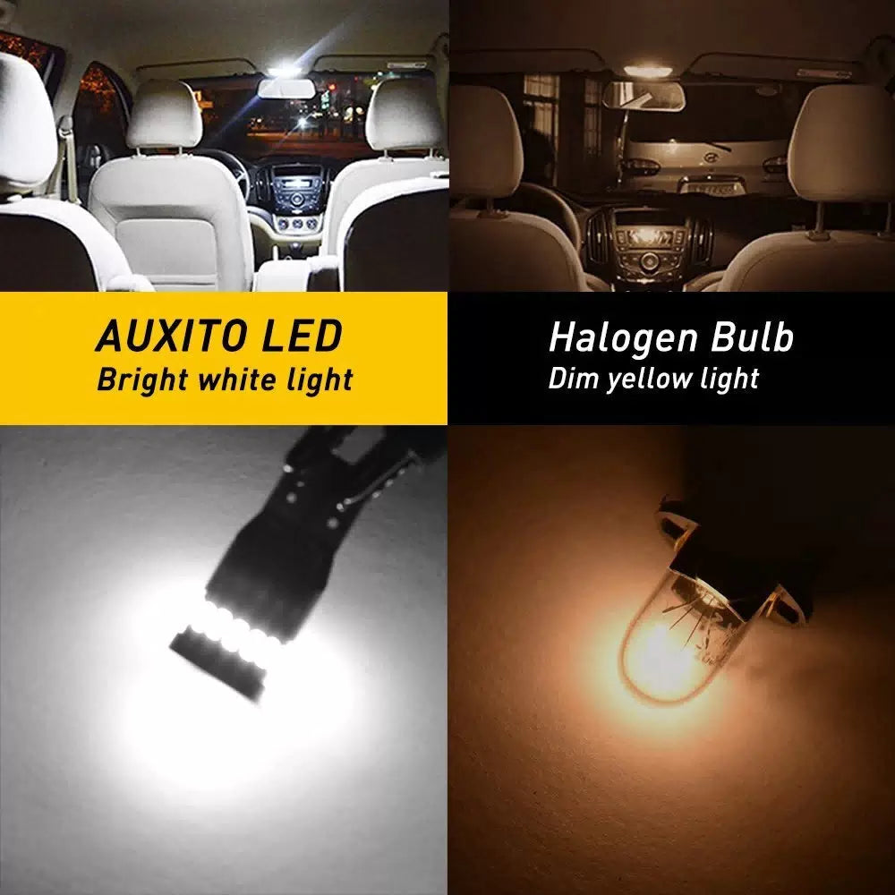 10 PC AUXITO CANBUS 24-SMD T10 HID White LED Light Bulbs 194 168 175 W5W 2825 EA AUXITO [6]