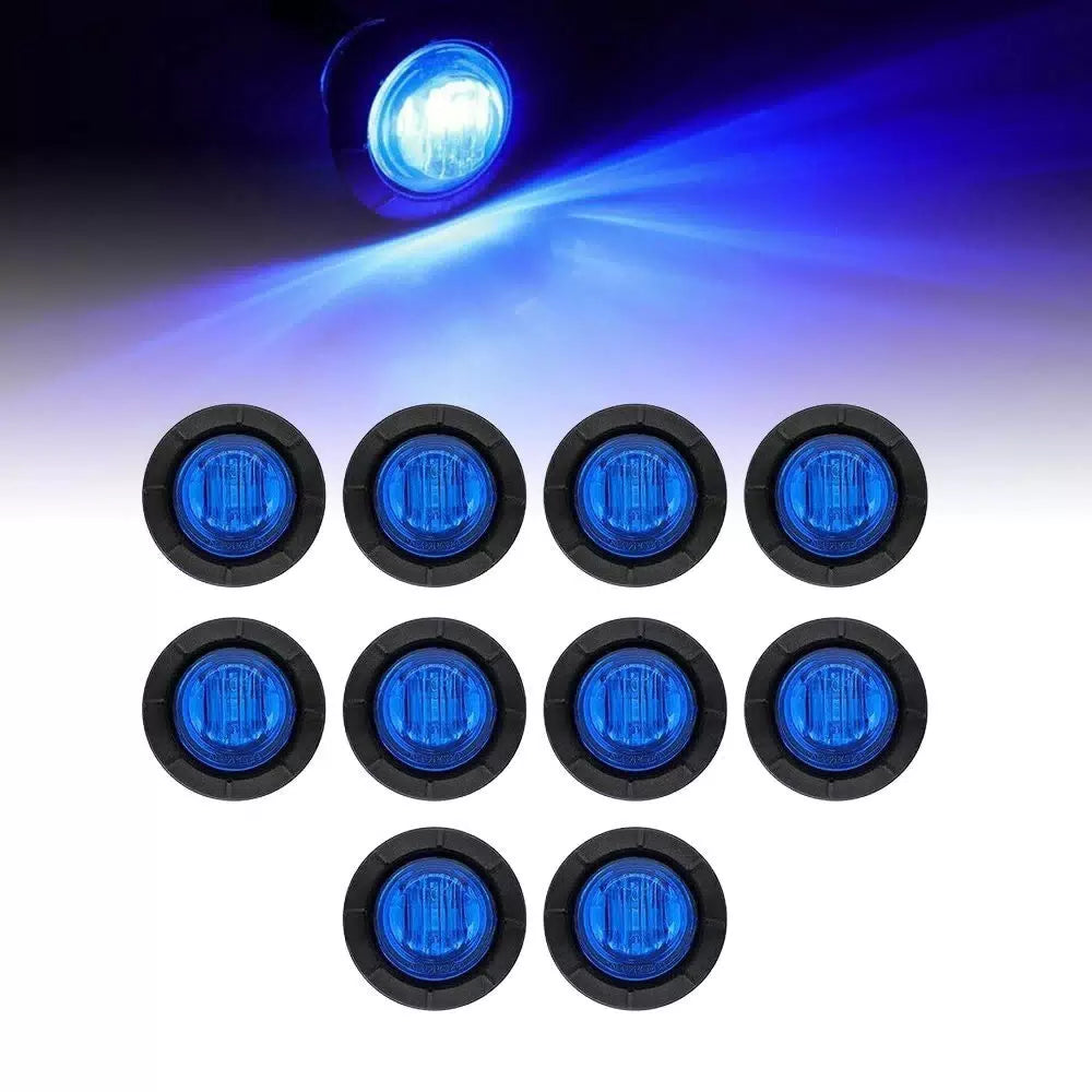 10pc Blue Mini 3/4" Round Marker Side Light Clearance LED Bullet Trailer 12V EOA [2]